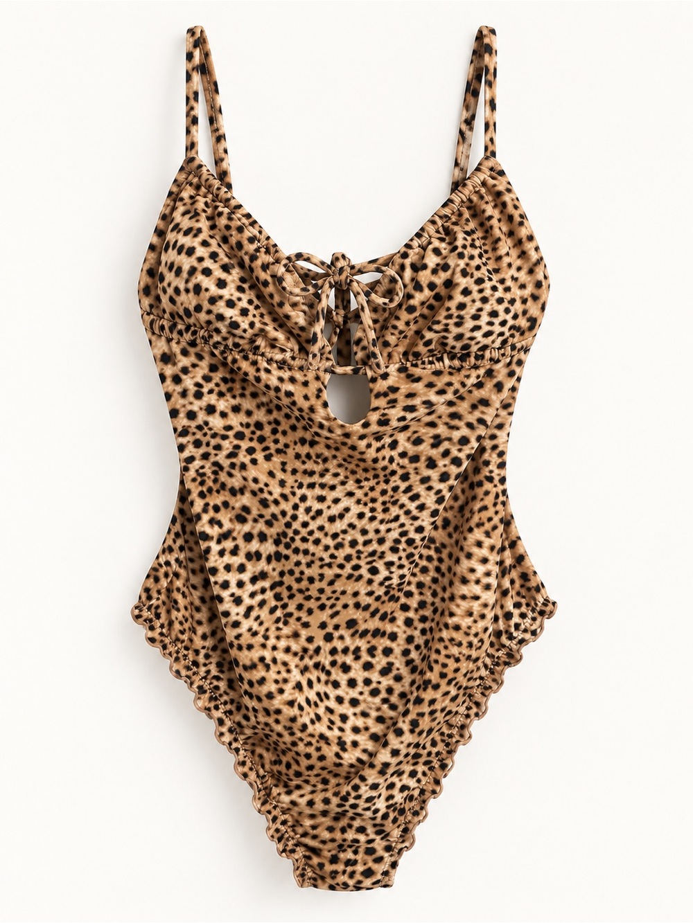 Shade & Shore Size M Leopard Print Ruched Cutout One Piece Swimsuit